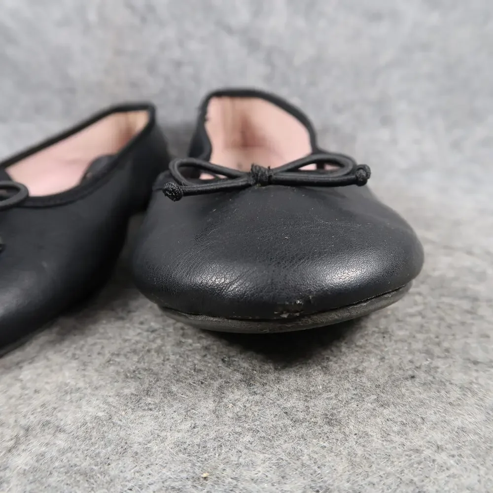 Wonder Nation Shoes Girls 2 Ballet Flats Elastic Strap Black Bow Slip On Kids